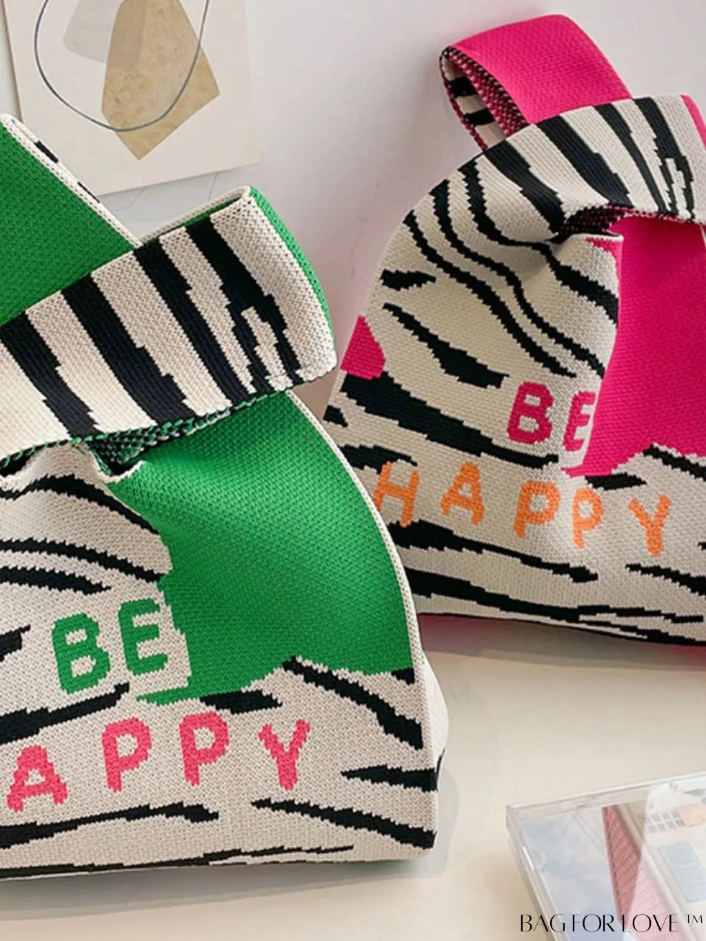 BagForLove - Stylish Striped Knitted Handbag: Colorful and Unique Pattern, Perfect for Beach Vacation, Womens Fashion