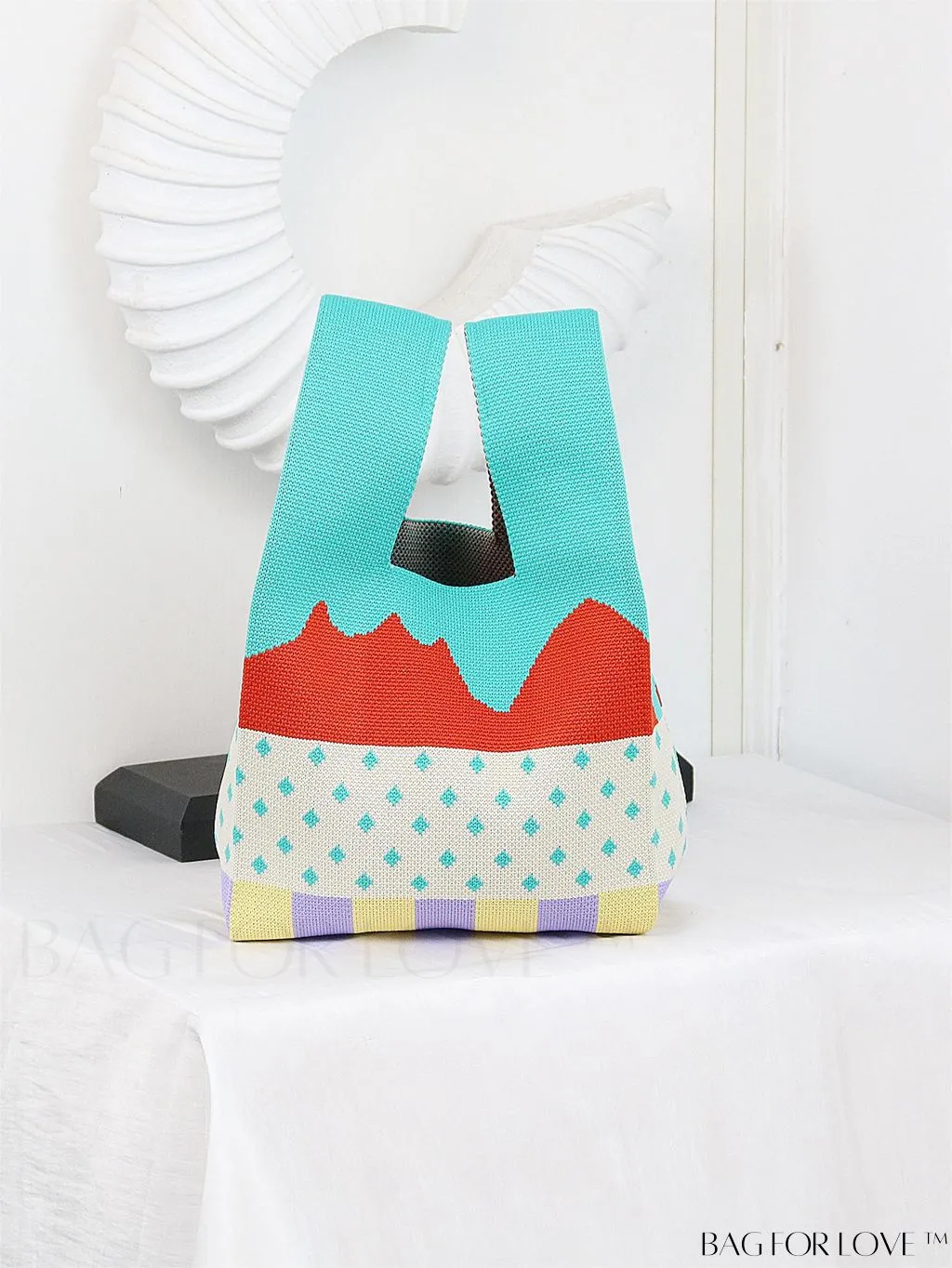 BagForLove - Stylish Striped Knitted Handbag: Colorful and Unique Pattern, Perfect for Beach Vacation, Womens Fashion