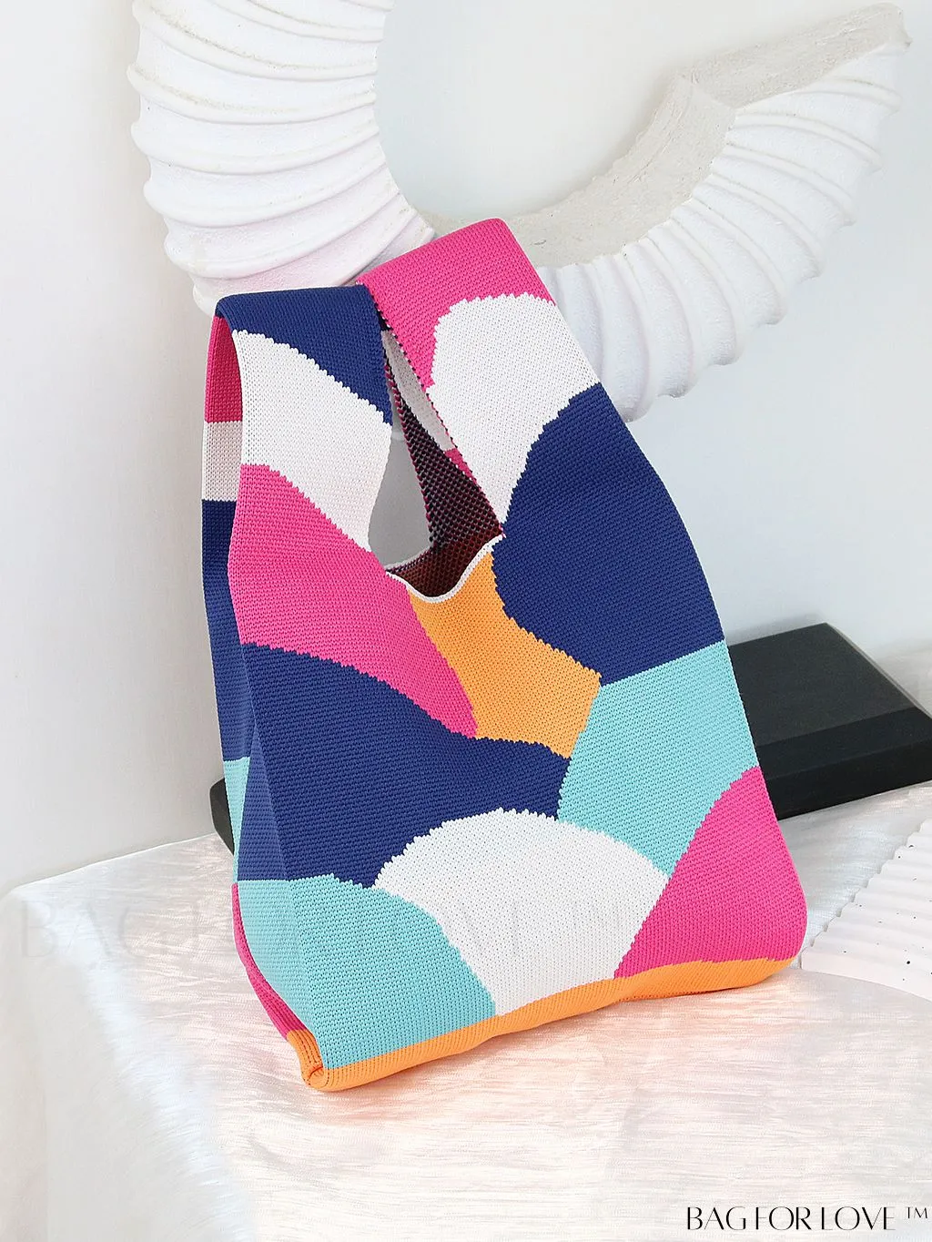 BagForLove - Stylish Striped Knitted Handbag: Colorful and Unique Pattern, Perfect for Beach Vacation, Womens Fashion