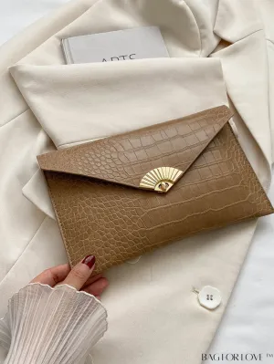 BagForLove - Stylish Womens Crocodile Pattern Handbag with Minimalist Design and Metallic Detail