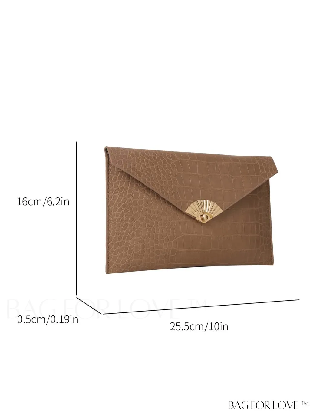 BagForLove - Stylish Womens Crocodile Pattern Handbag with Minimalist Design and Metallic Detail