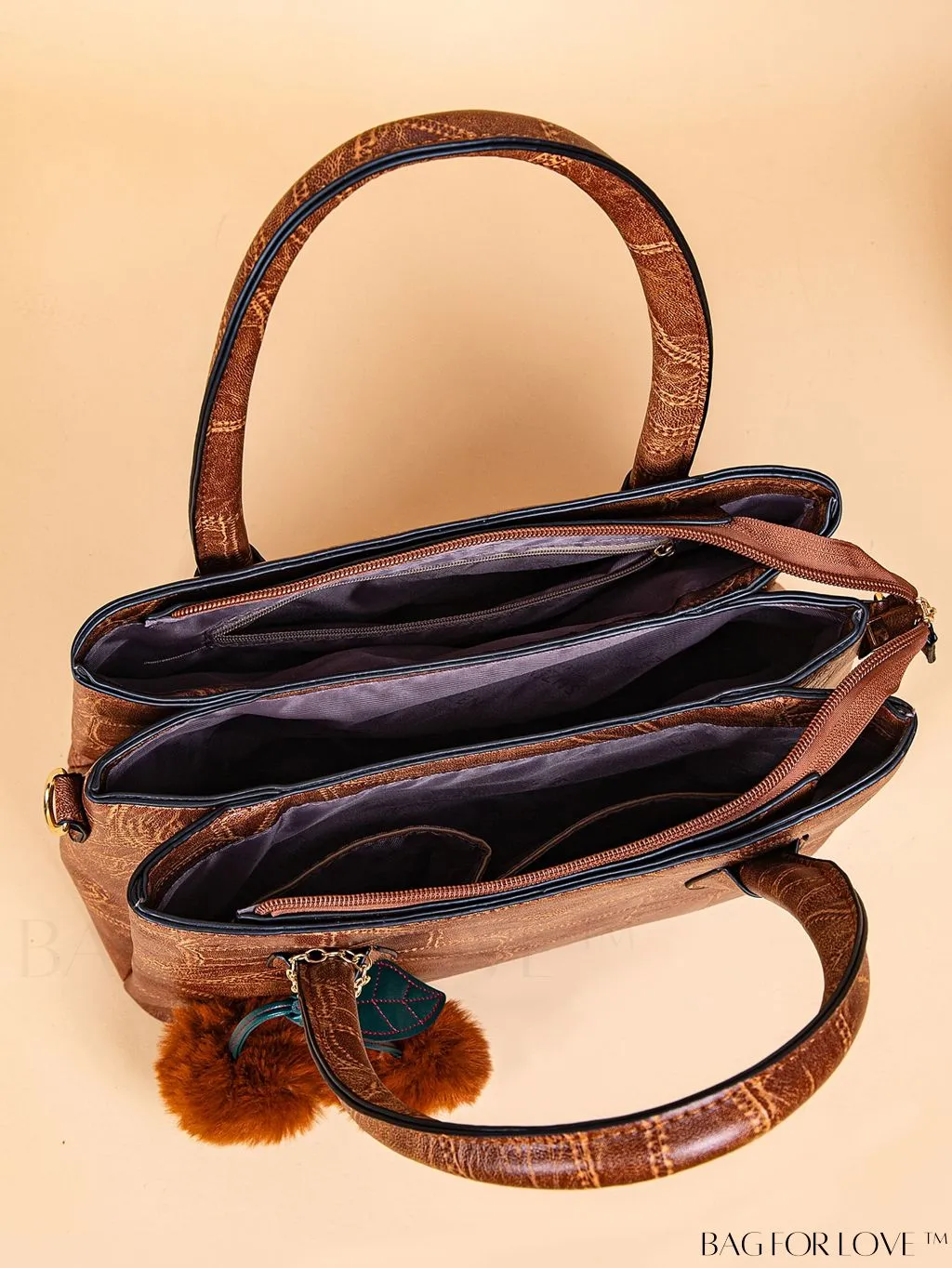 BagForLove - Vintage Womens Handbag: 2pcs/set, Three Compartments, Crossbody Design