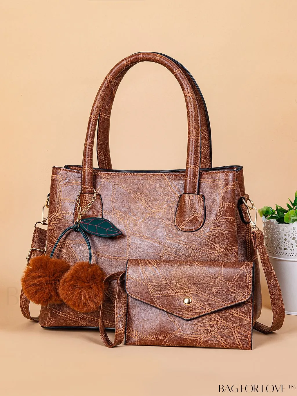BagForLove - Vintage Womens Handbag: 2pcs/set, Three Compartments, Crossbody Design