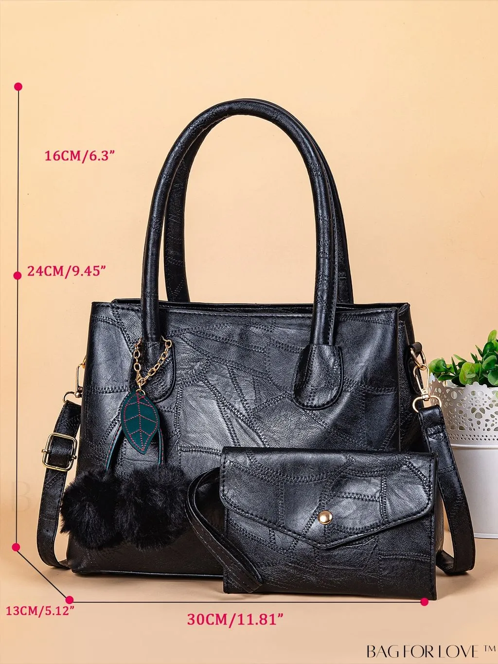 BagForLove - Vintage Womens Handbag: 2pcs/set, Three Compartments, Crossbody Design