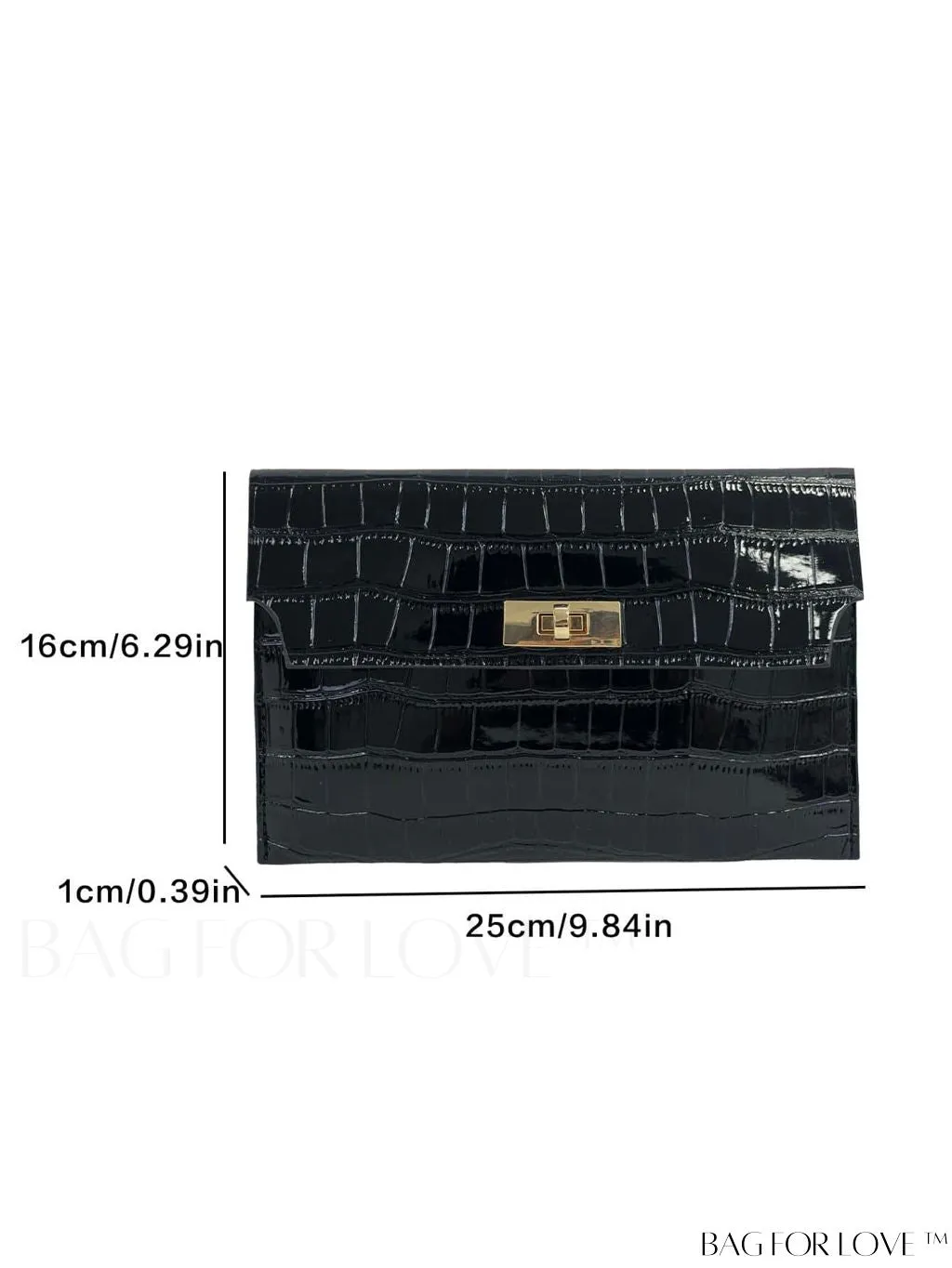 BagForLove - Womens Crocodile Print Envelope Clutch: Chic and Stylish.