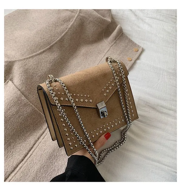 Bags Messenger Shoulder Handbag Fashion Women 2019 Lock Bags Travel Special discount Femal Vintage Chain Small Rivet Leather For Product diversity Crossbody