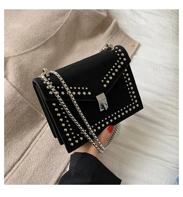 Bags Messenger Shoulder Handbag Fashion Women 2019 Lock Bags Travel Special discount Femal Vintage Chain Small Rivet Leather For Product diversity Crossbody
