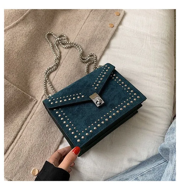 Bags Messenger Shoulder Handbag Fashion Women 2019 Lock Bags Travel Special discount Femal Vintage Chain Small Rivet Leather For Product diversity Crossbody