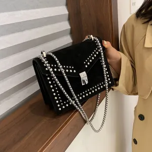Bags Messenger Shoulder Handbag Fashion Women 2019 Lock Bags Travel Special discount Femal Vintage Chain Small Rivet Leather For Product diversity Crossbody
