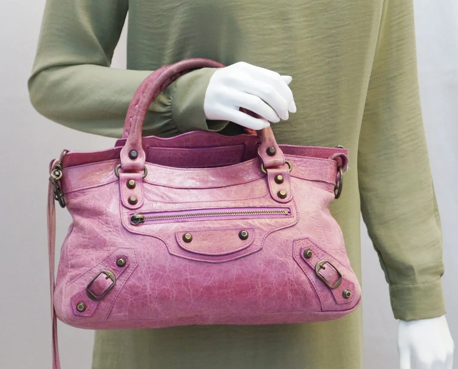 BALENCIAGA Arena Leather Giant Mini City Satchel Bag
