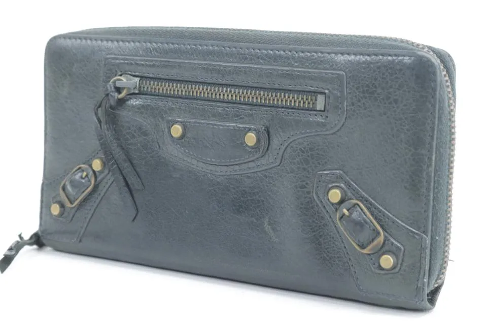 Balenciaga Black Leather Arena Classic Long Wallet 12BK0113