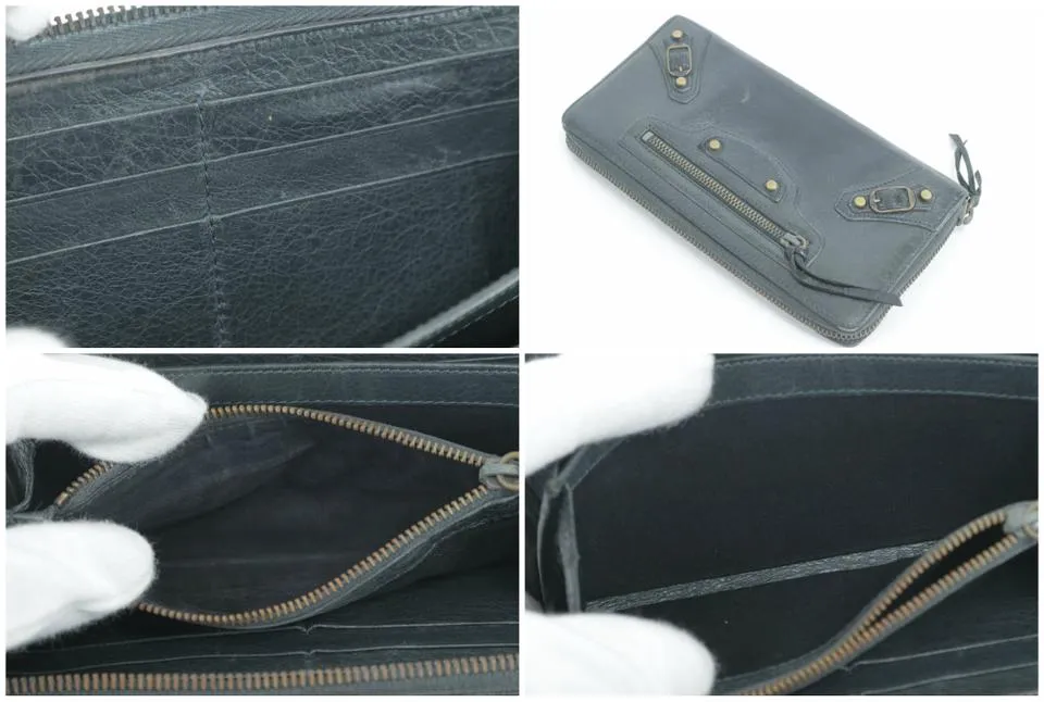 Balenciaga Black Leather Arena Classic Long Wallet 12BK0113