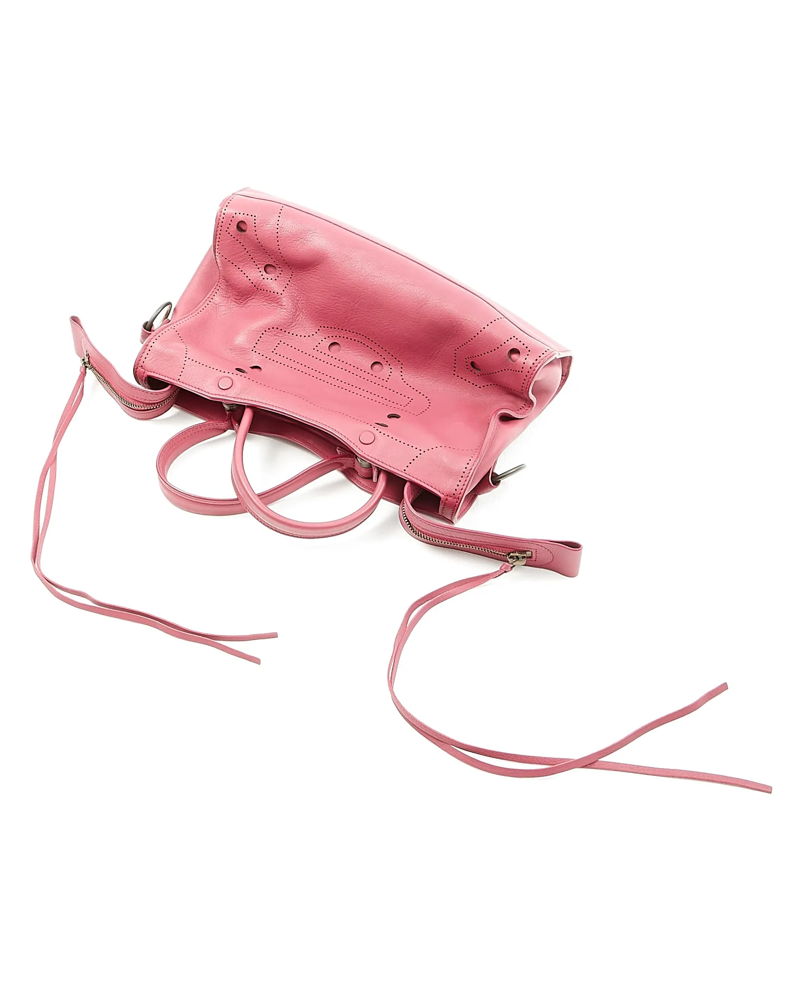 Balenciaga Cranberry Leather Blackout Motocross City S Bag