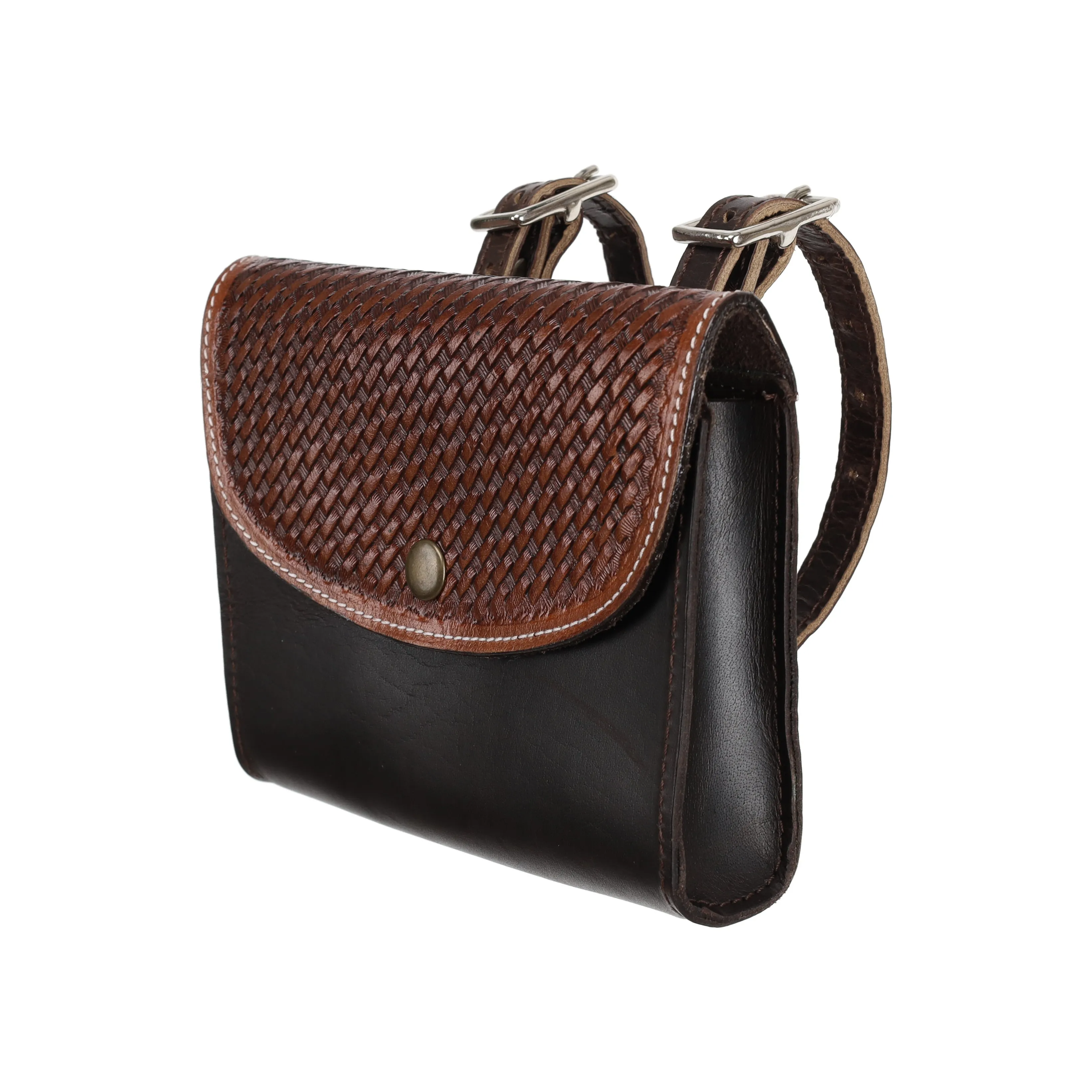 Basketweave Leather Pommel Pouch