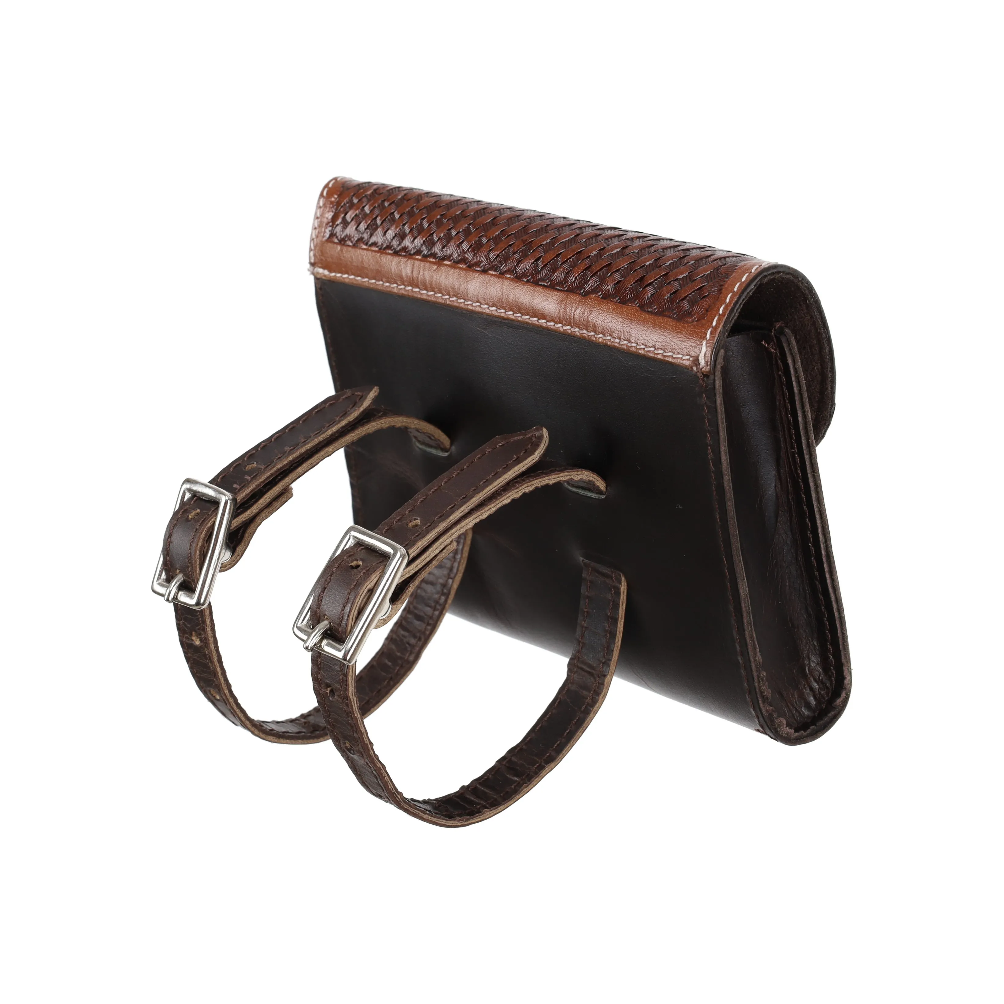 Basketweave Leather Pommel Pouch
