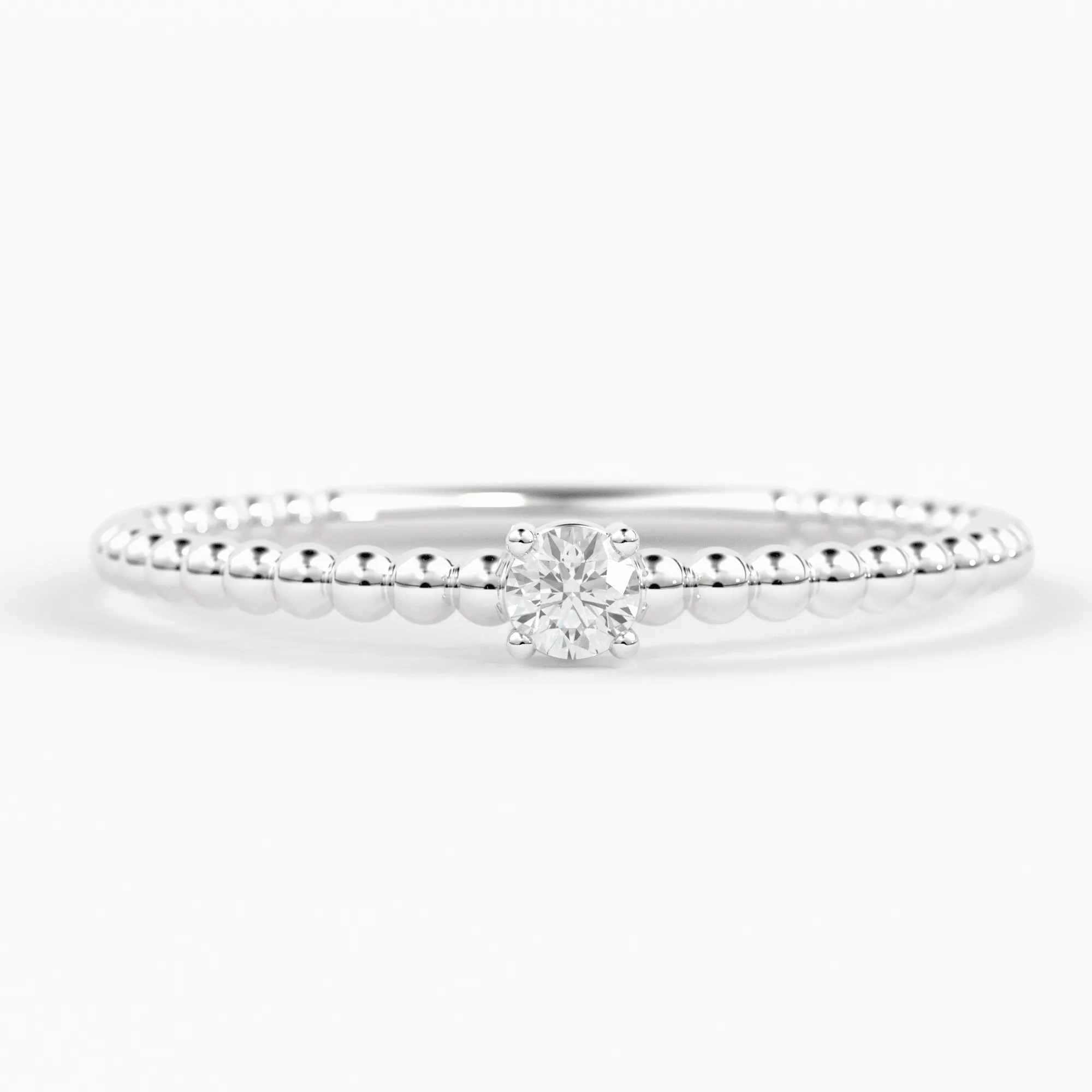 Beaded Diamond Ring / Diamond Solitaire Ring / Solitaire Diamond Ring / Simple Diamond Ring / Thin gold Band Ring/ Stacking Bead Dainty Ring