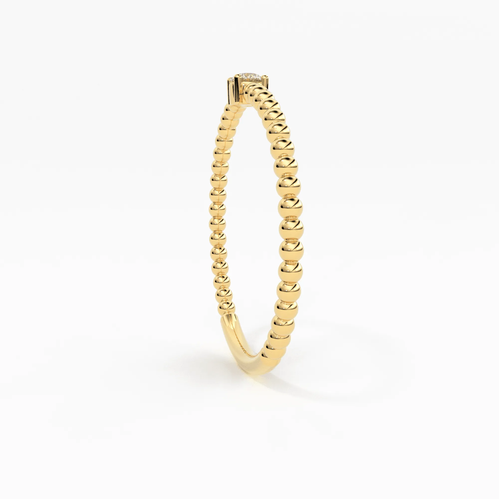 Beaded Diamond Ring / Diamond Solitaire Ring / Solitaire Diamond Ring / Simple Diamond Ring / Thin gold Band Ring/ Stacking Bead Dainty Ring