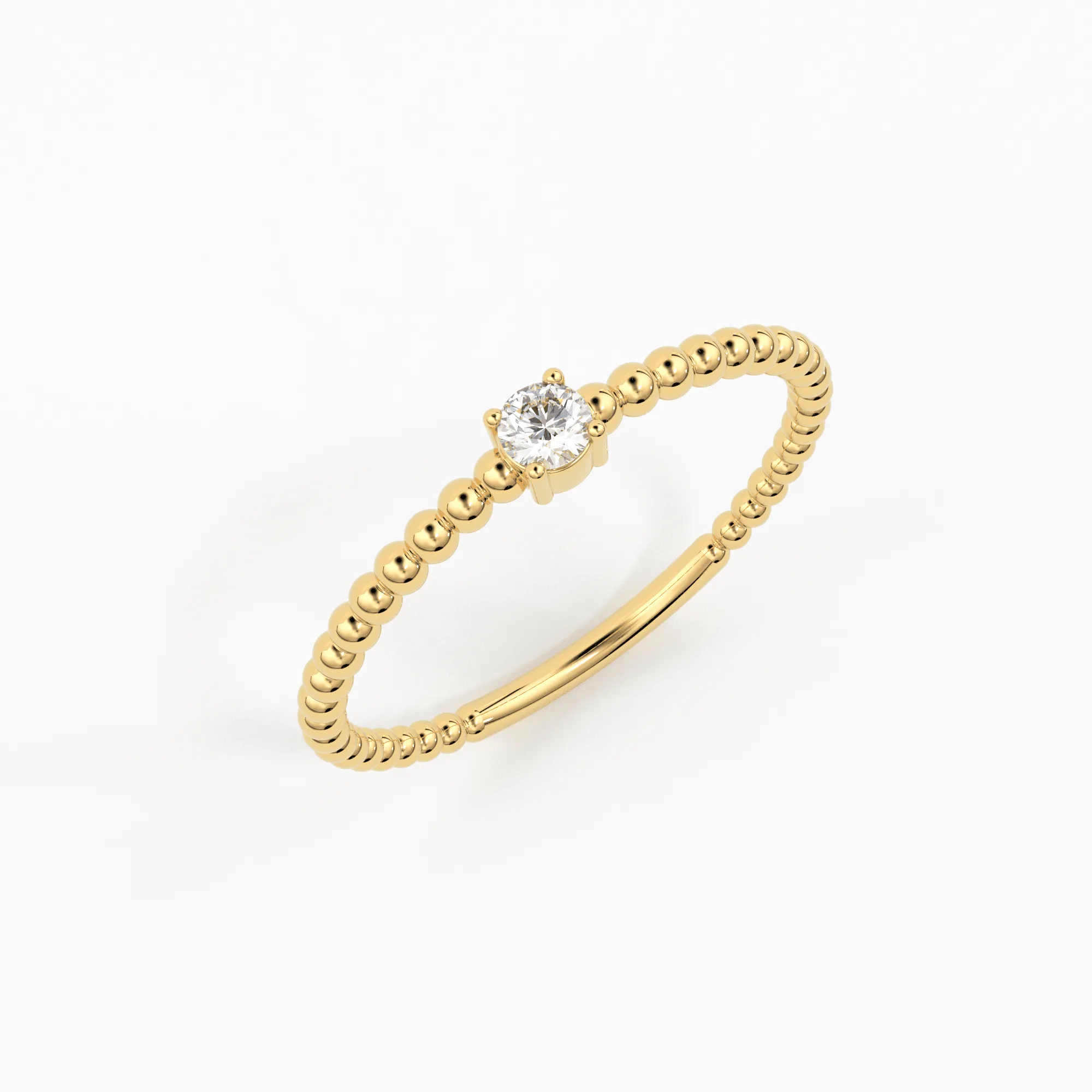 Beaded Diamond Ring / Diamond Solitaire Ring / Solitaire Diamond Ring / Simple Diamond Ring / Thin gold Band Ring/ Stacking Bead Dainty Ring