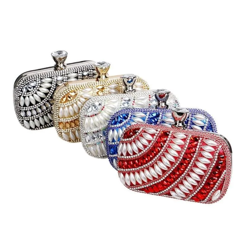 Beaded Evening Clutches Pearl Diamonds Handbags