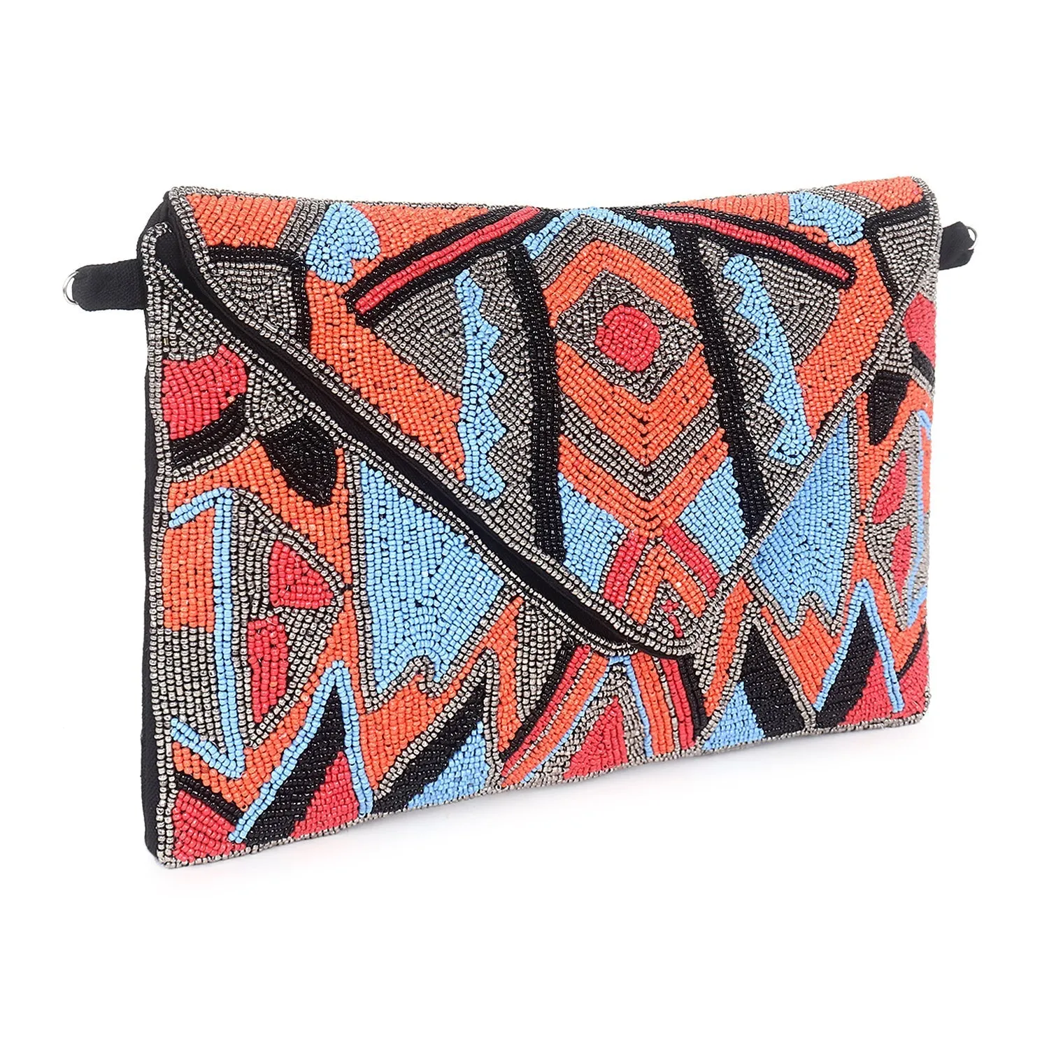 Beaded flap clutch bag