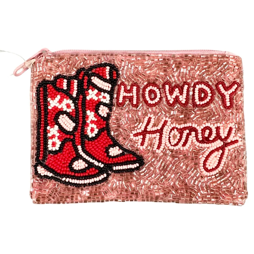 Beaded Howdy Honey Zipper Pouch