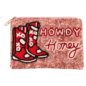 Beaded Howdy Honey Zipper Pouch