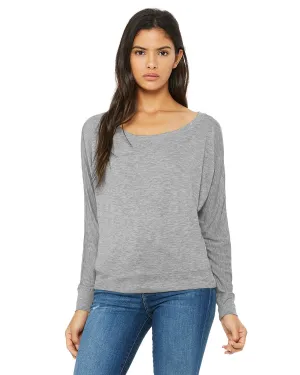 Bella Canvas Ladies Long Sleeve Off The Shoulder Top | Athletic Heather