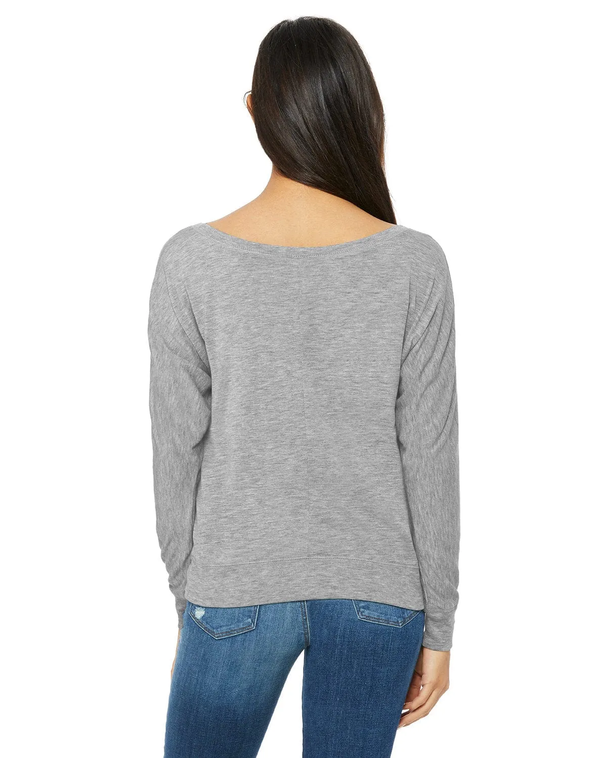 Bella Canvas Ladies Long Sleeve Off The Shoulder Top | Athletic Heather