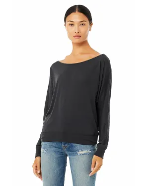 Bella Canvas Ladies Long Sleeve Off The Shoulder Top | Dark Grey