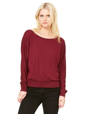 Bella Canvas Ladies Long Sleeve Off The Shoulder Top | Maroon
