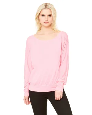 Bella Canvas Ladies Long Sleeve Off The Shoulder Top | Neon Pink