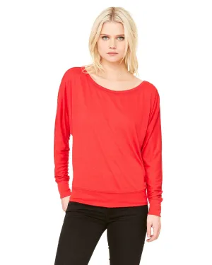 Bella Canvas Ladies Long Sleeve Off The Shoulder Top | Red