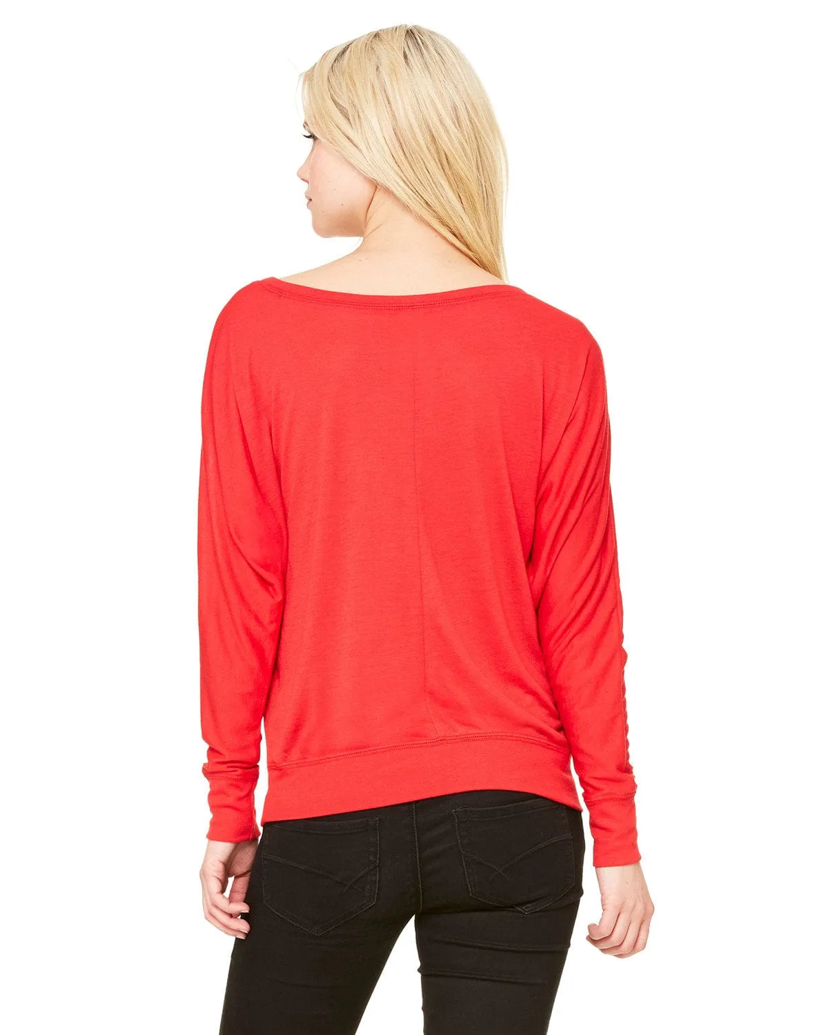 Bella Canvas Ladies Long Sleeve Off The Shoulder Top | Red