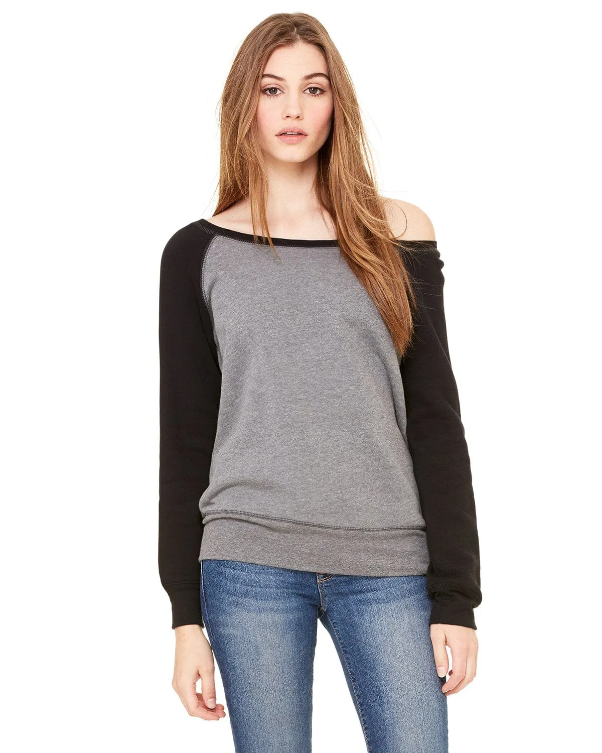 Bella Canvas Ladies Triblend Sponge Fleece Wide Neck Sweatshirt