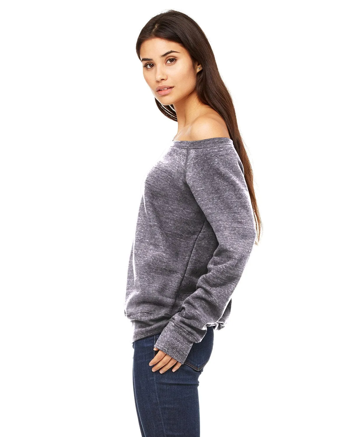 Bella Canvas Ladies Triblend Sponge Fleece Wide Neck Sweatshirt