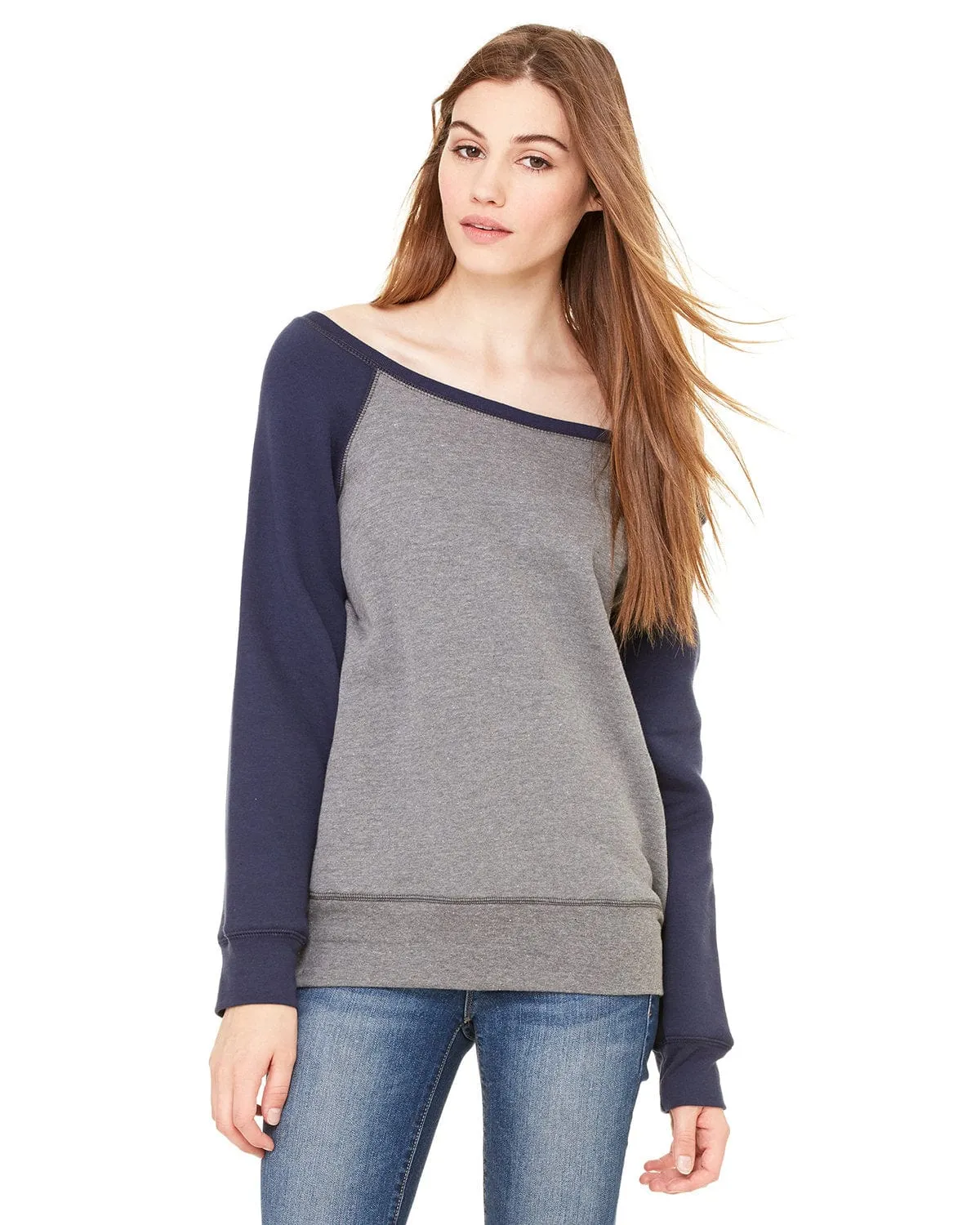 Bella Canvas Ladies Triblend Sponge Fleece Wide Neck Sweatshirt