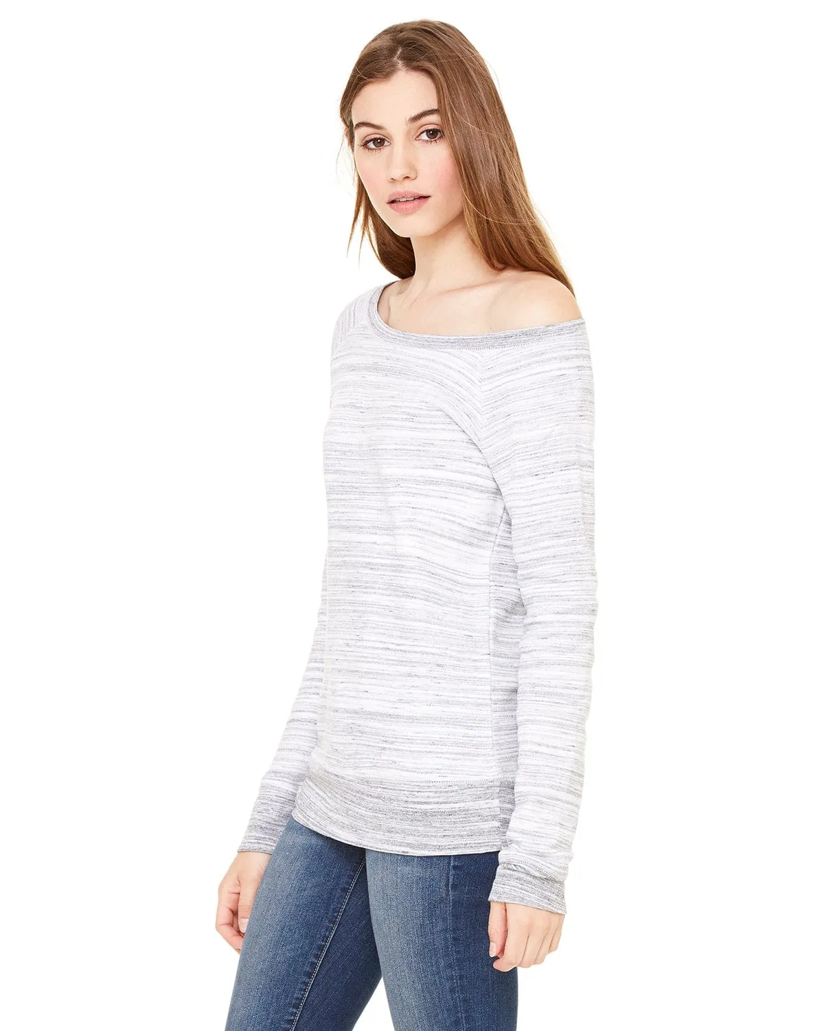 Bella Canvas Ladies Triblend Sponge Fleece Wide Neck Sweatshirt