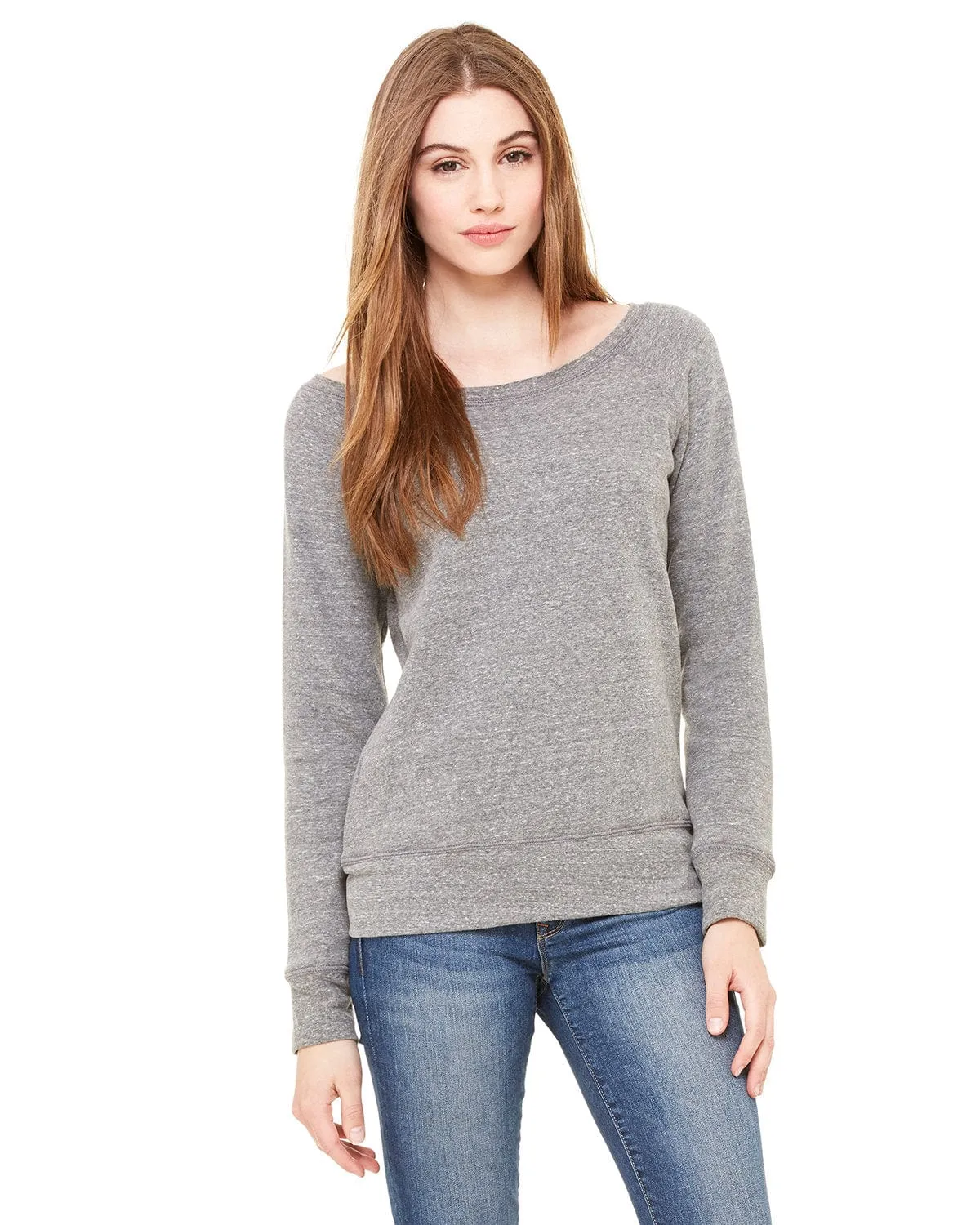 Bella Canvas Ladies Triblend Sponge Fleece Wide Neck Sweatshirt