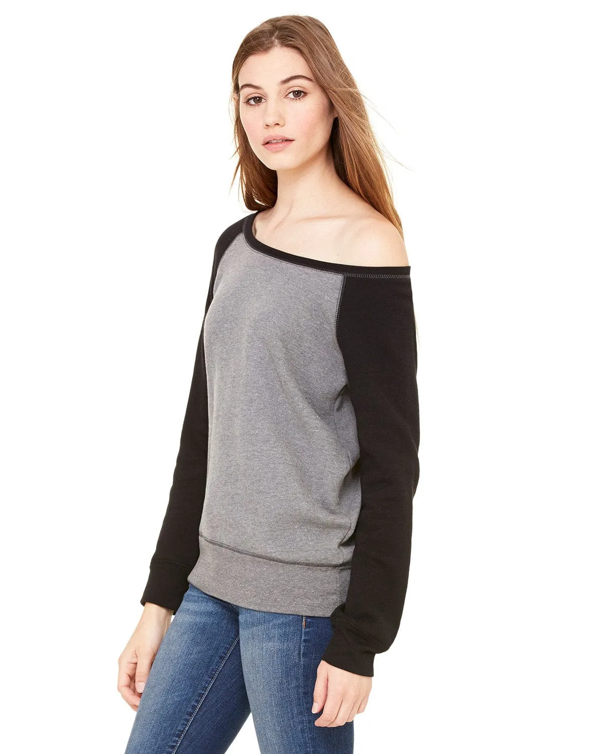 Bella Canvas Ladies Triblend Sponge Fleece Wide Neck Sweatshirt