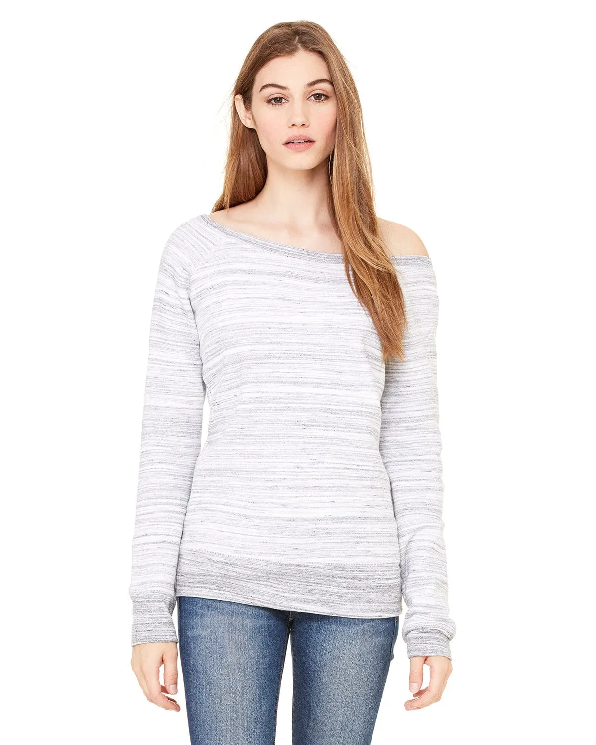 Bella Canvas Ladies Triblend Sponge Fleece Wide Neck Sweatshirt