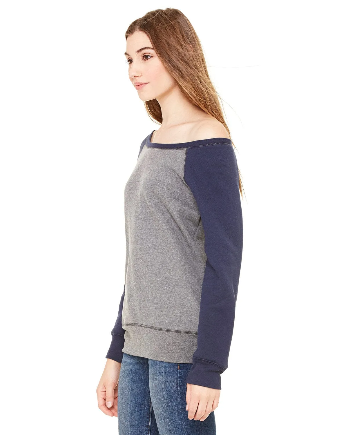 Bella Canvas Ladies Triblend Sponge Fleece Wide Neck Sweatshirt