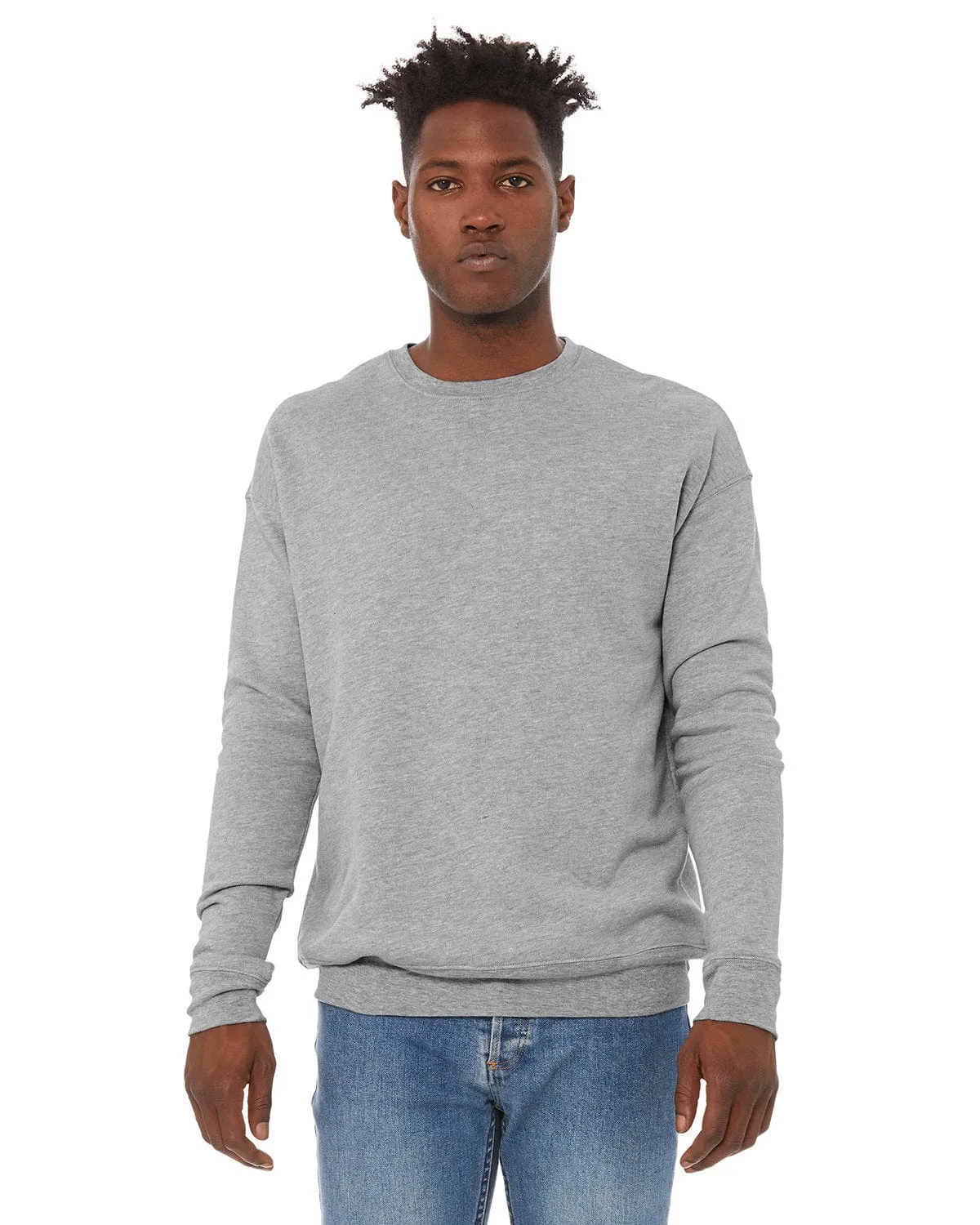 Bella Canvas Unisex Drop Shoulder Fleece Crewneck Sweatshirt | Athletic Heather