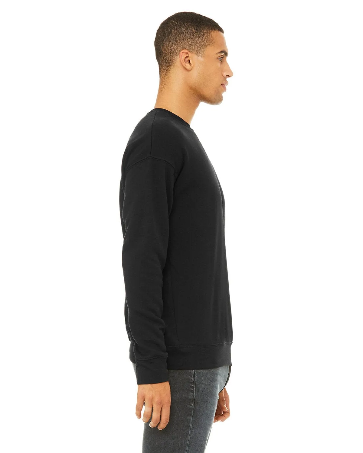 Bella Canvas Unisex Drop Shoulder Fleece Crewneck Sweatshirt | Black