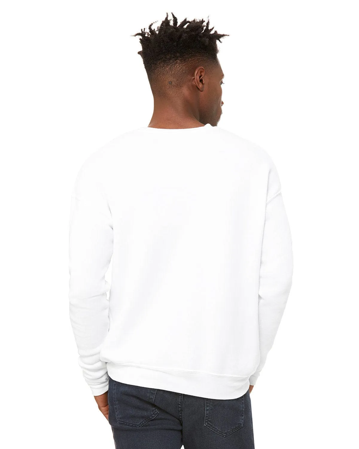 Bella Canvas Unisex Drop Shoulder Fleece Crewneck Sweatshirt | Dtg White