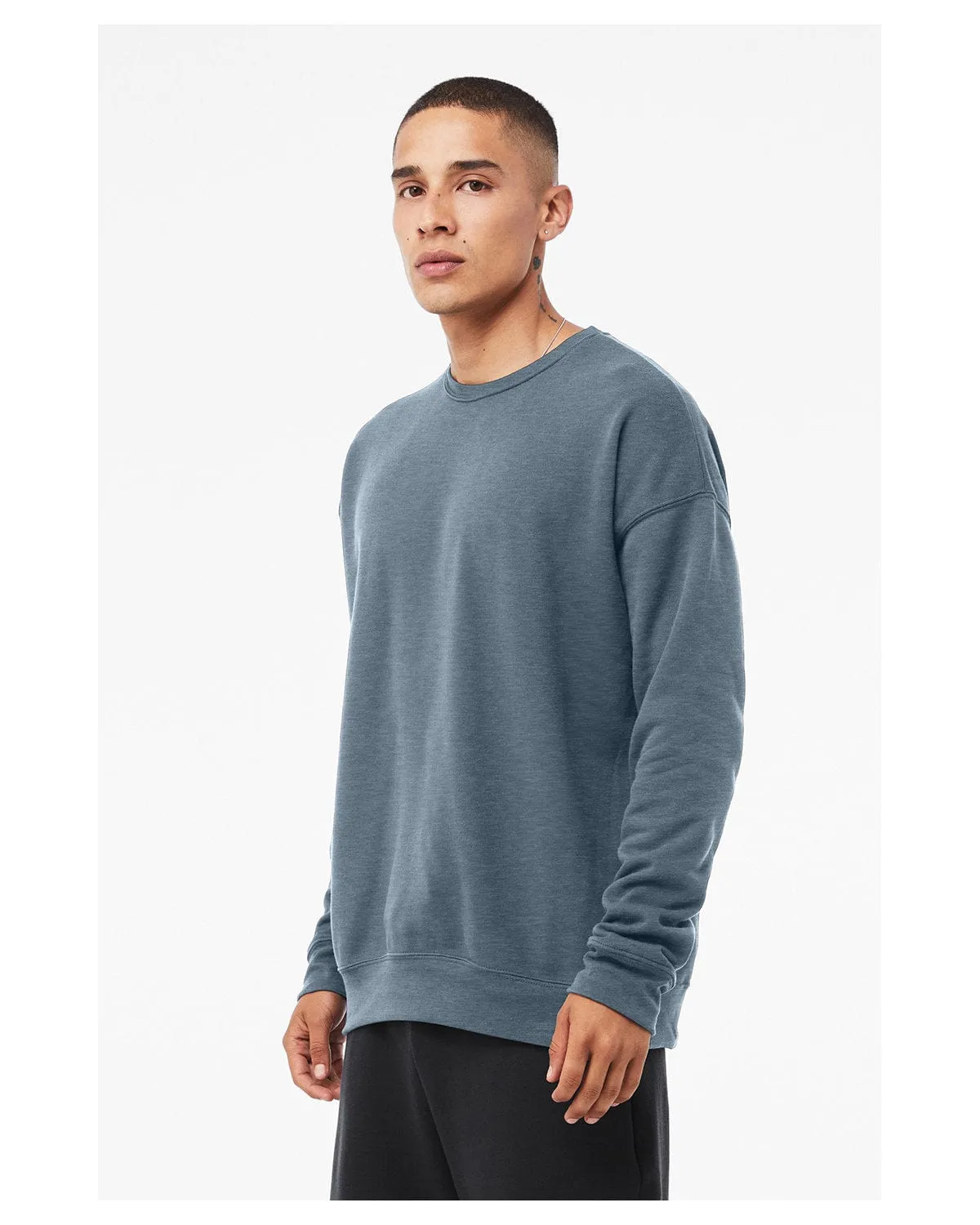Bella Canvas Unisex Drop Shoulder Fleece Crewneck Sweatshirt | Heather Slate