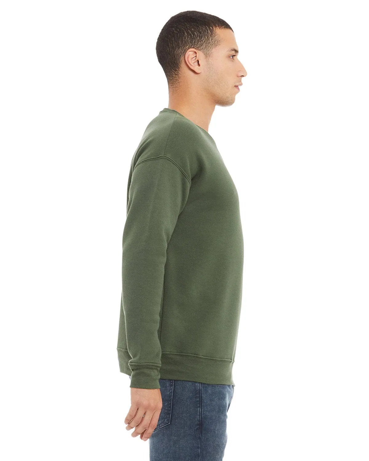 Bella Canvas Unisex Drop Shoulder Fleece Crewneck Sweatshirt | Military Green