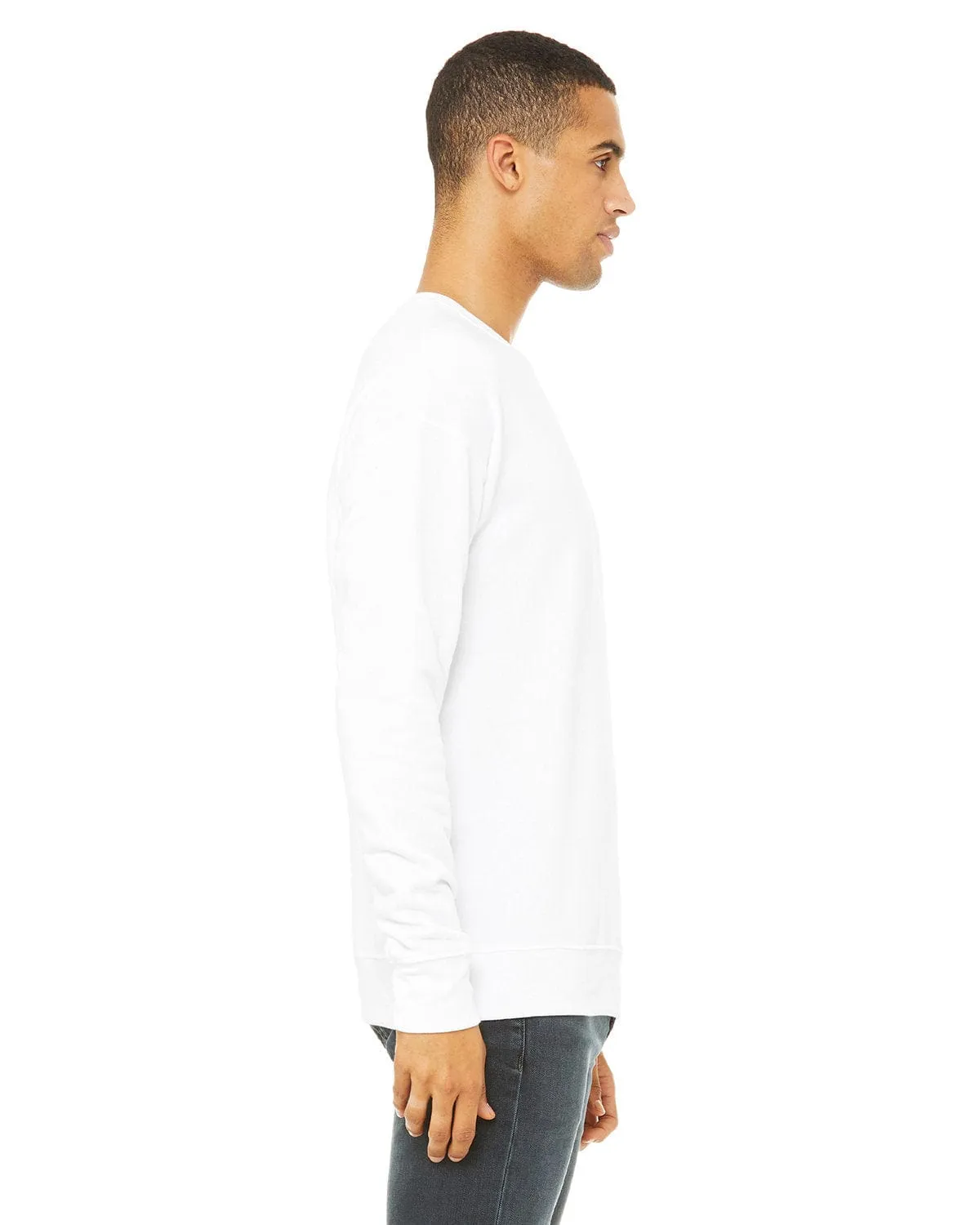 Bella Canvas Unisex Drop Shoulder Fleece Crewneck Sweatshirt | White