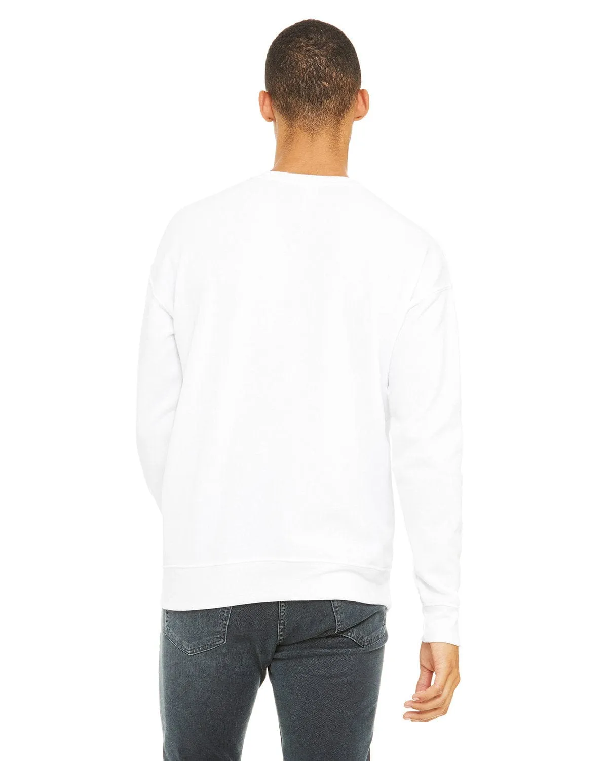 Bella Canvas Unisex Drop Shoulder Fleece Crewneck Sweatshirt | White