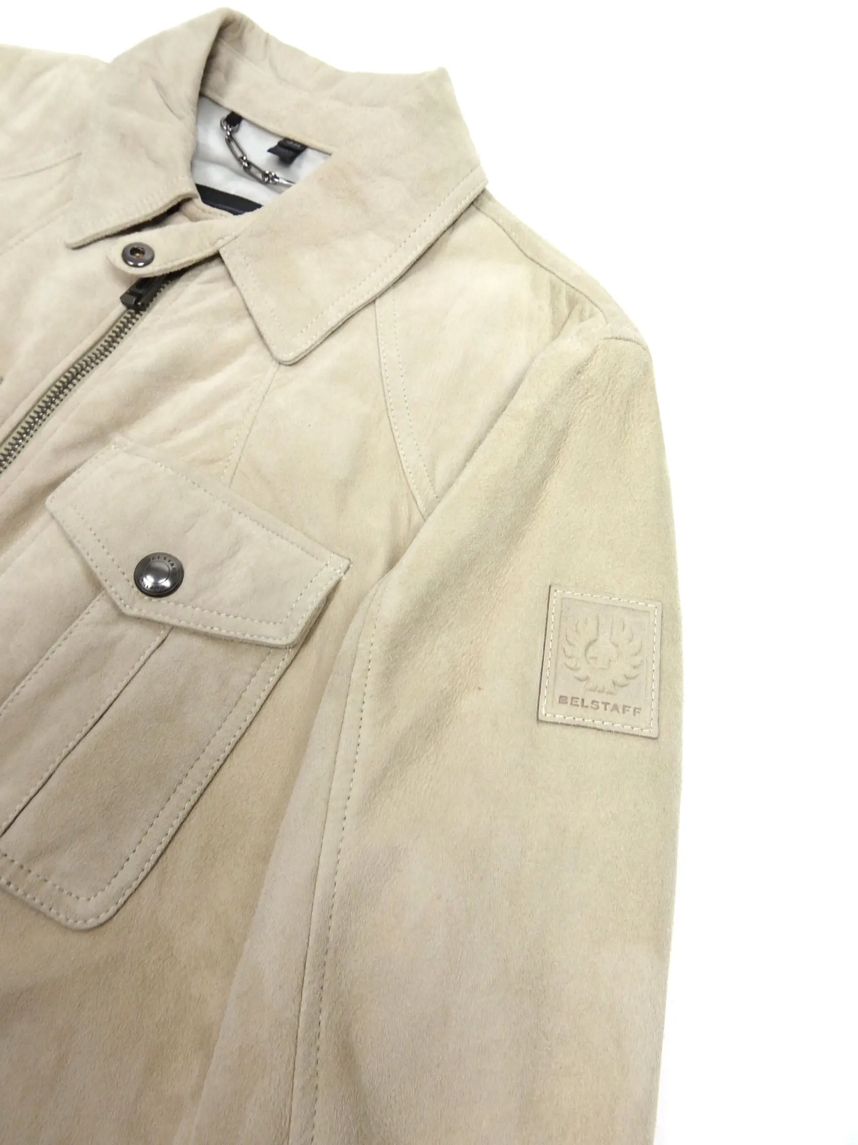 Belstaff Suede Longmead Jacket Cream Size 48