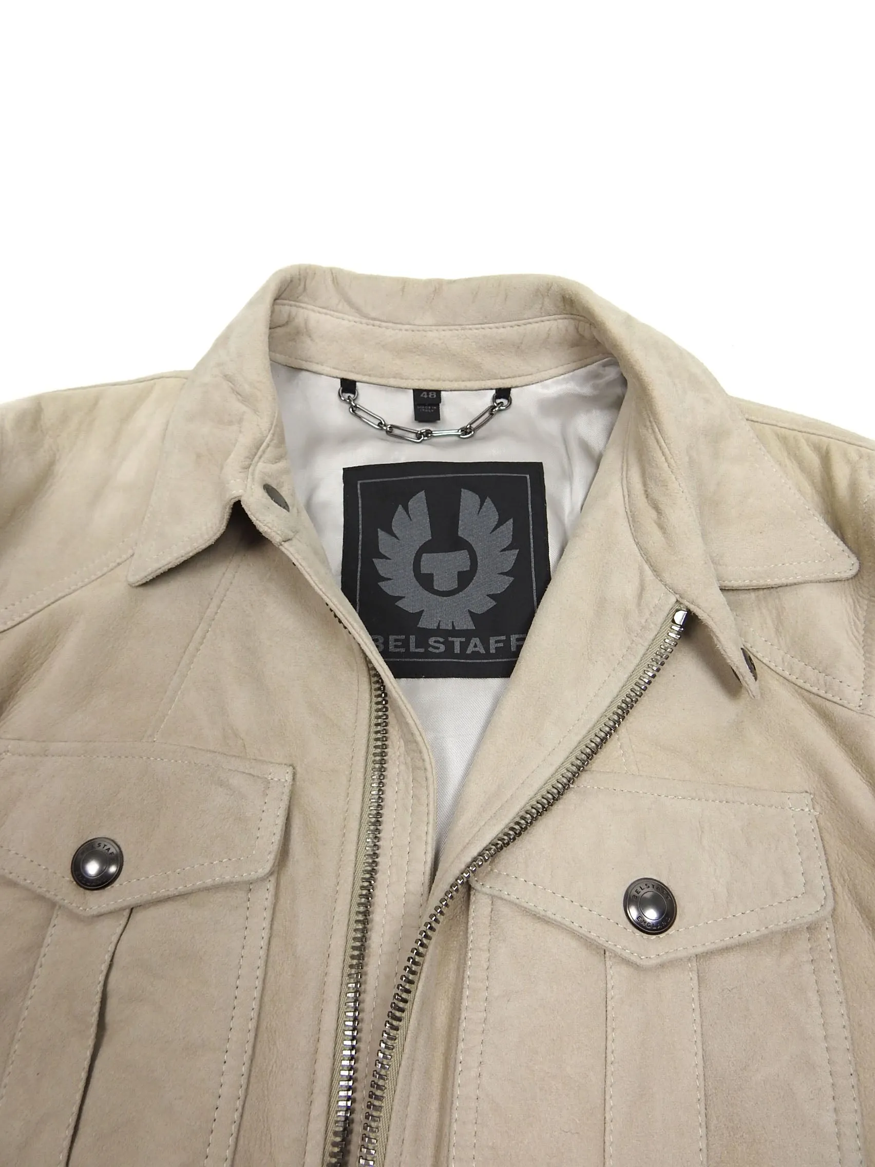 Belstaff Suede Longmead Jacket Cream Size 48